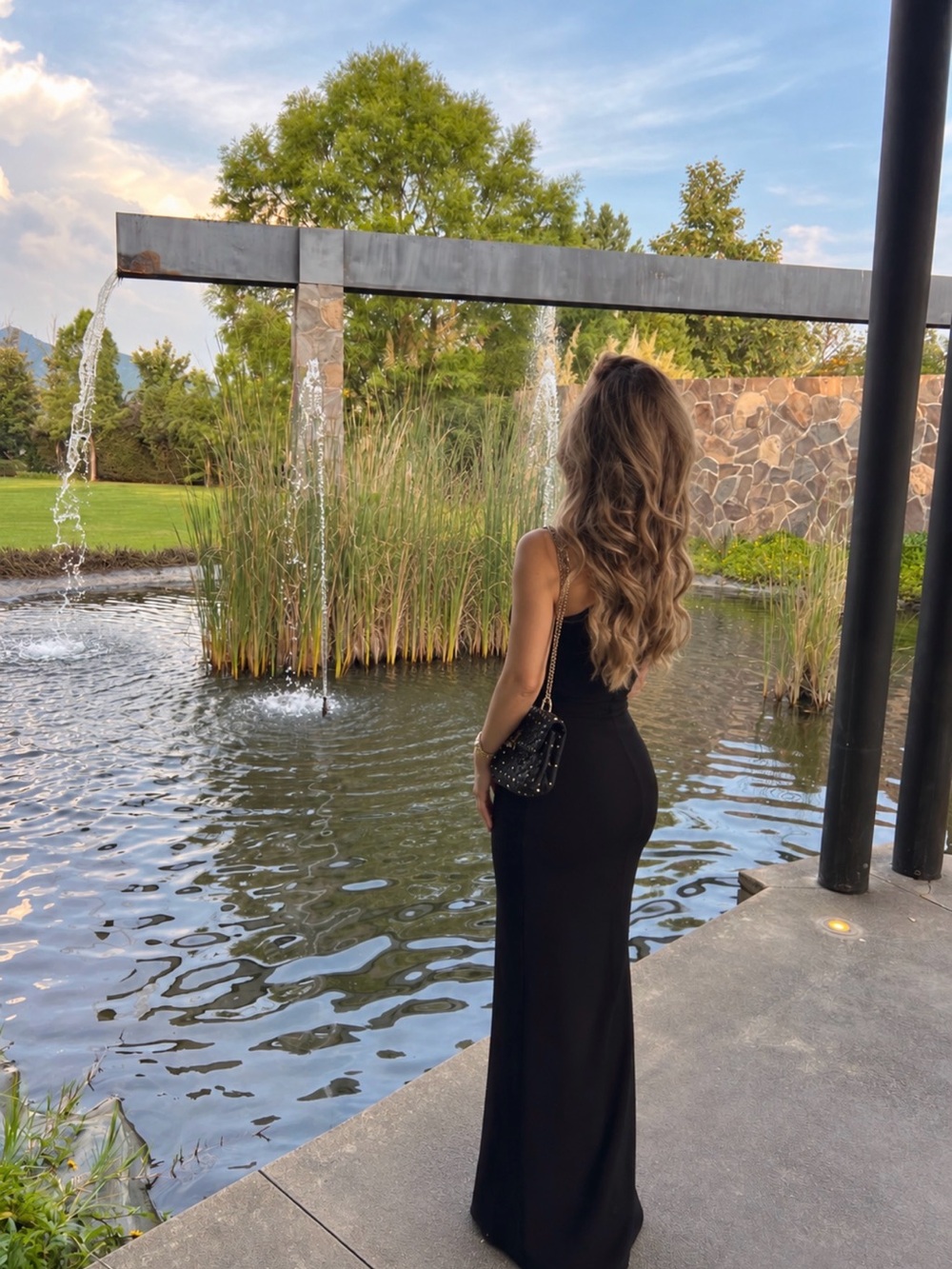 Solace London One-Shoulder Black Long Sleeve Evening Gown